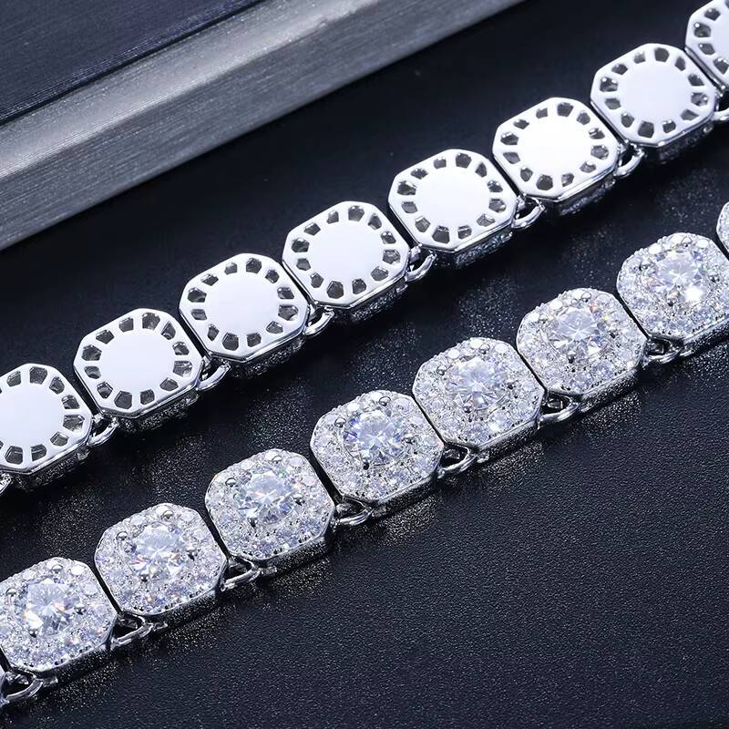 Dropshipping Cadena Fine Jewelry 10mm 925 Sterling Silver VVS Moissanite Diamond Iced Out Tennis Chain Necklace for Men Women