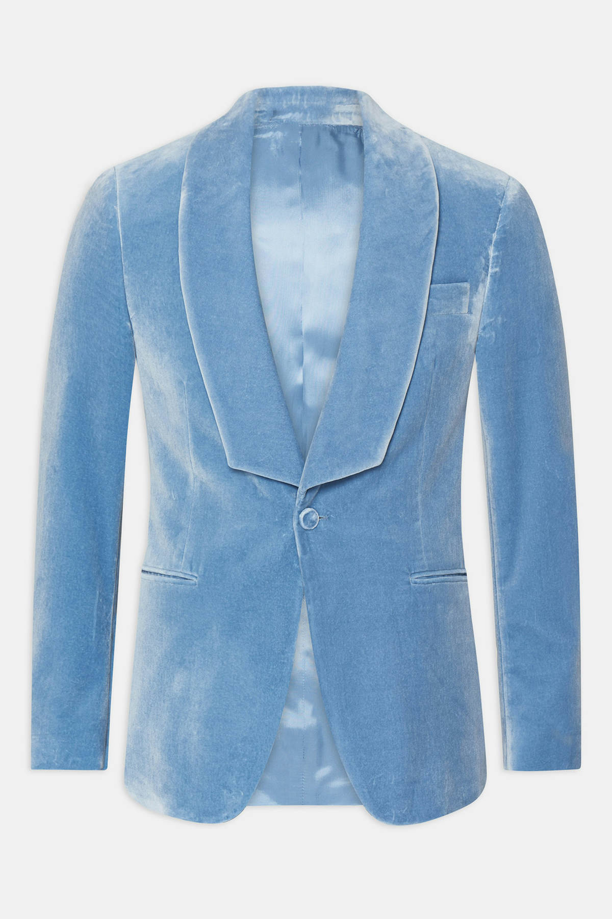 Pure Blue Velvet Wedding Tuxedos 1 Piece Set Jacket One Button Men Suit Shawl Lapel Casual Groom Wear Party Suits Customized