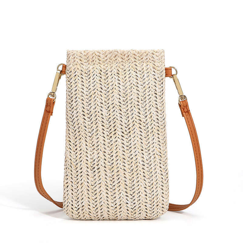 Handmade Beach Bag Summer Beach 2025 New Women's Versatile One Shoulder Slant Cross Vertical Mobile Phone Bag Straw Woven Zero Wallet Kq2
