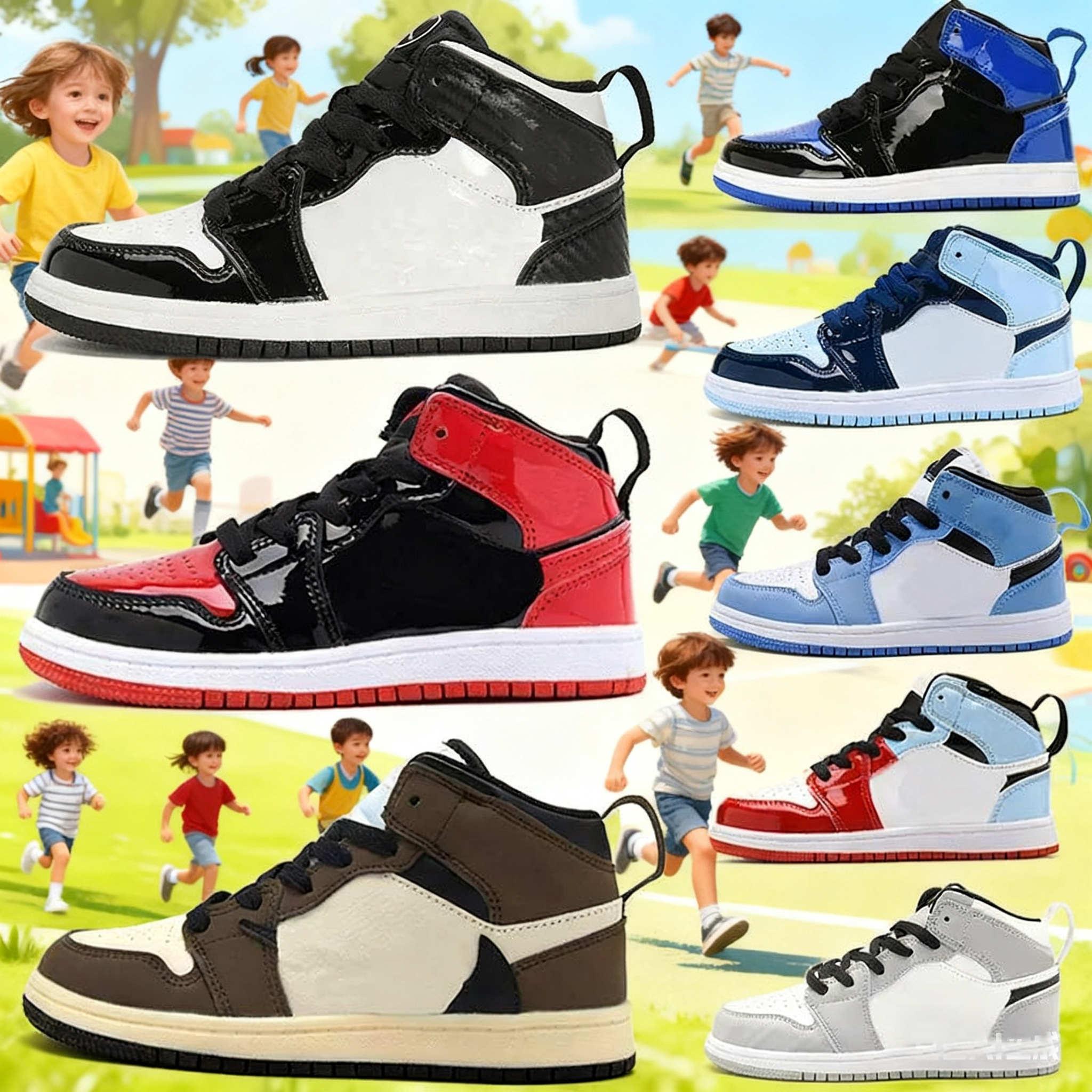 2026 kid shoe 1 Kids Basketball Shoes 1s University Blue Toddler Pine Green Game Royal Bred Sneakers