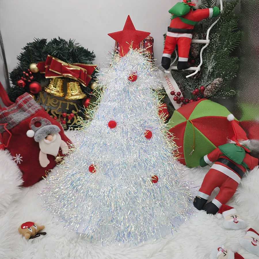Christmas Tree Hats Fabric Rain Silk Hat for Adults Kids Funny Santa Hat with Tinsel Xmas Holiday Party Costume New Year Decor Y251115