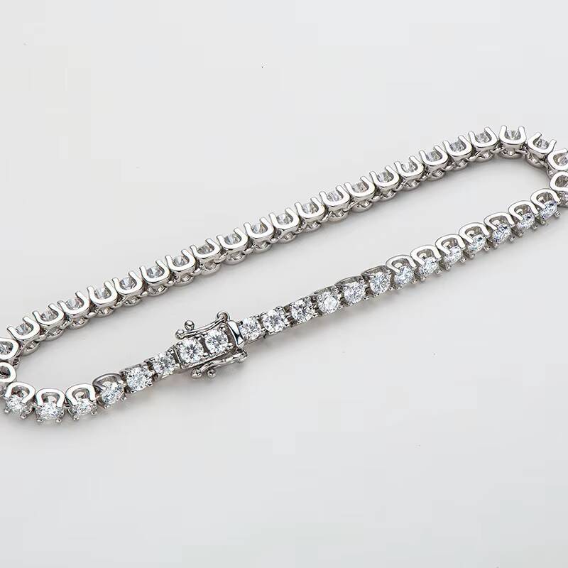 Classic Style Punk Hip Hop D Color FL GRA Moissanite Silver Chain Bracelet for Party