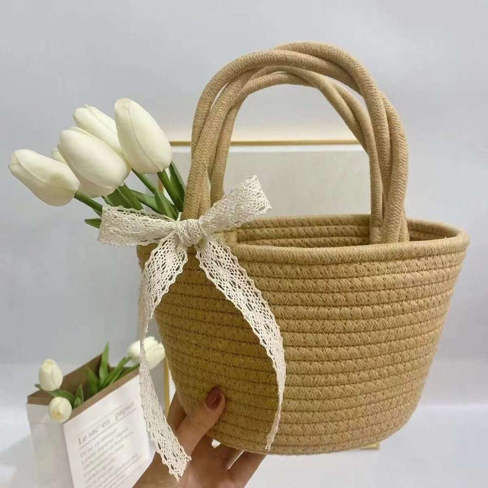 Handmade Beach Bag Rural Tyle Hand Woven Bag Made Of Cotton Eco-Friendly Tote Bag, Popular Among Internet Celebritie For Commuting, Nack, Cometic, Tor