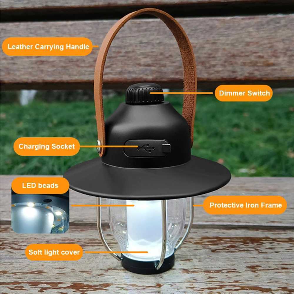 Camping Tent Light Portable LED Campsite Lantern Waterproof Night Lamp Support 3 Color and Stepless Dimming for Tent Hiking M251115