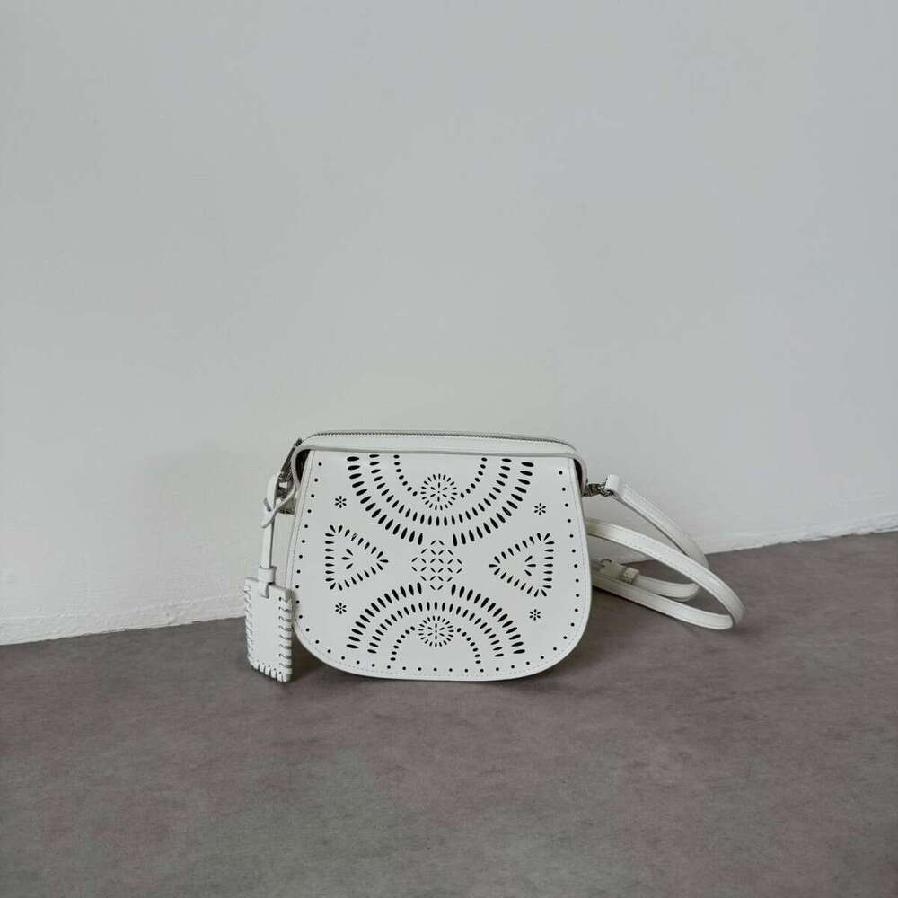 Mm Women's Bags Hollowed Out Carved Saddle High-Quality And Versatile Single Shoulder Crossbody Bag, Design Sense Handbag, Genuine Leather Women&