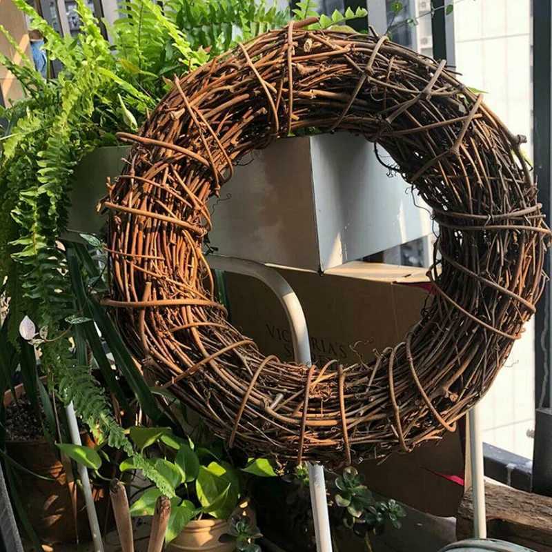Christmas Artificial Vine Ring Wreath Rattan Wicker Garland Xmas Party Decor DIY Farmhouse Decor Rattan Decor GarlandM251115