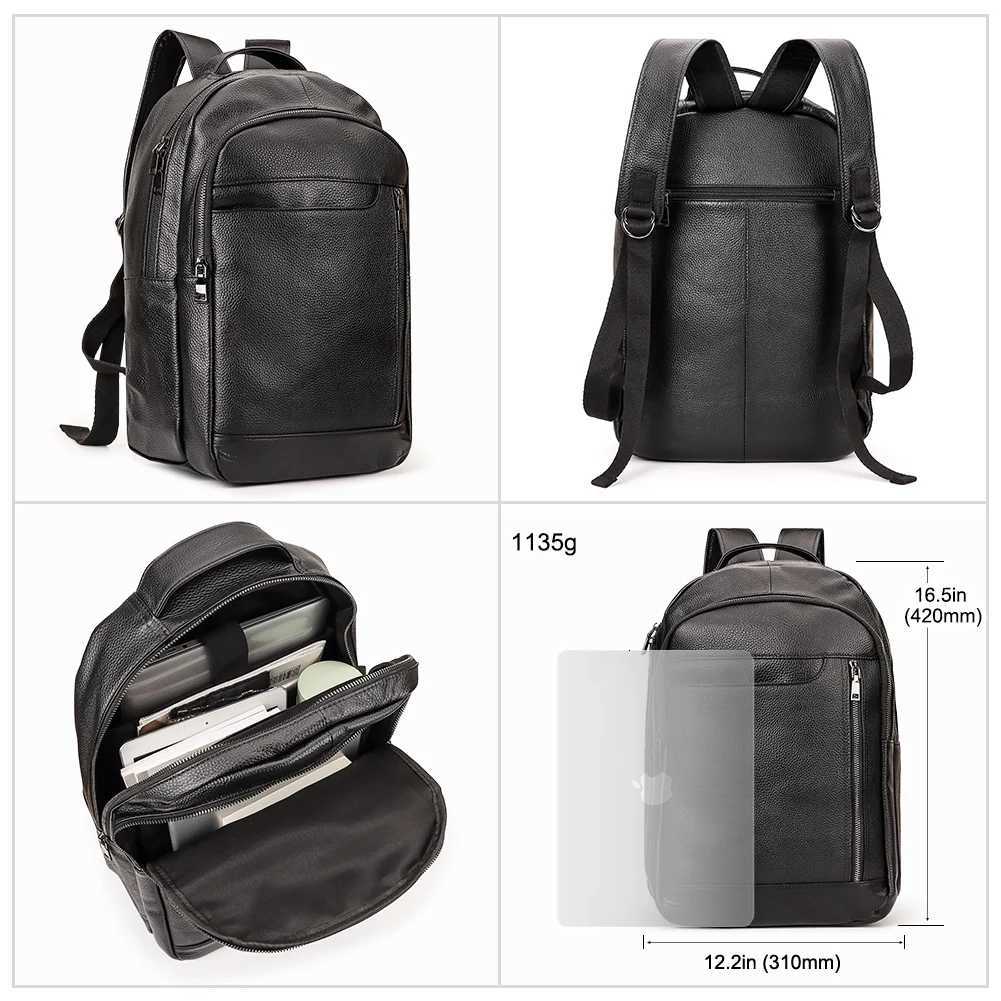 KAVIS Genuine Leather Fashion Backpack Laptop Men Luxurious Bagpack Student High Quality School Bag Durable Knapsack BlackW251114