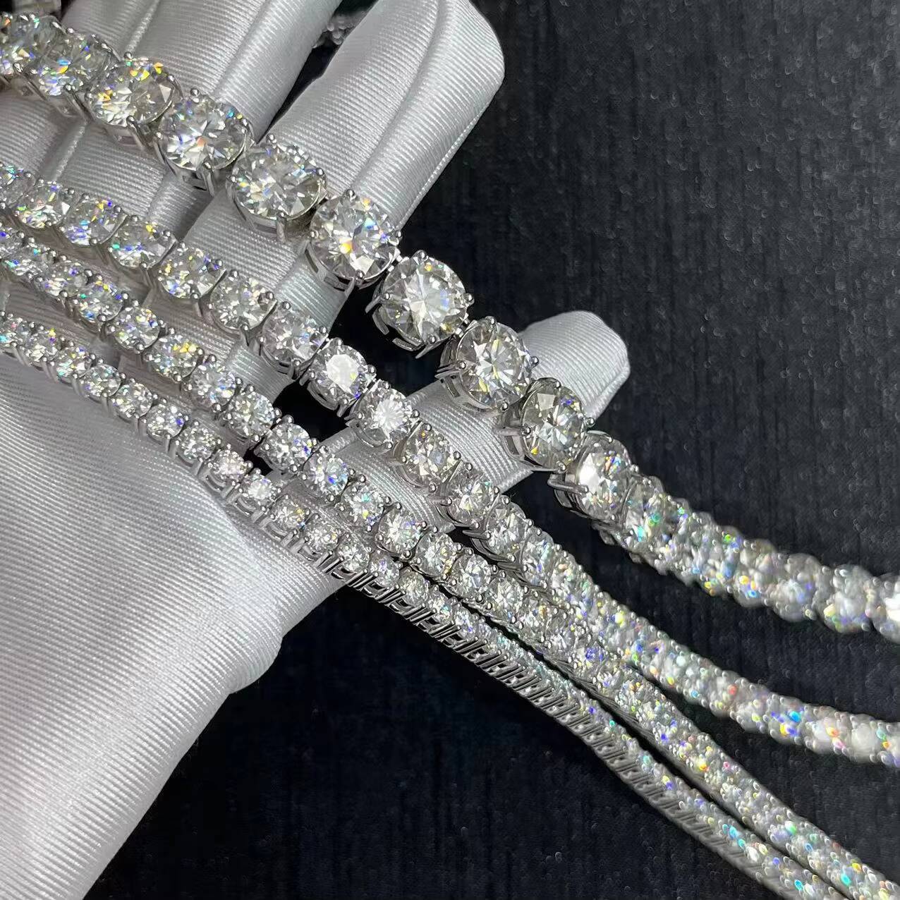 Pretty Hot Sale VVS Moissanite Diamond Tennis Chain Necklace 925 Silver Jewelry Color Tennis Chain