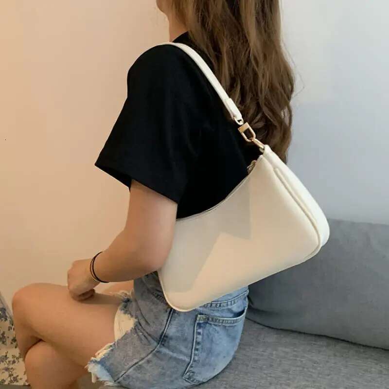New Shoulder Small Square Women's White Advanced Sense Axillary Bag Retro Fashion Leisure Versatile Crossbody Bags