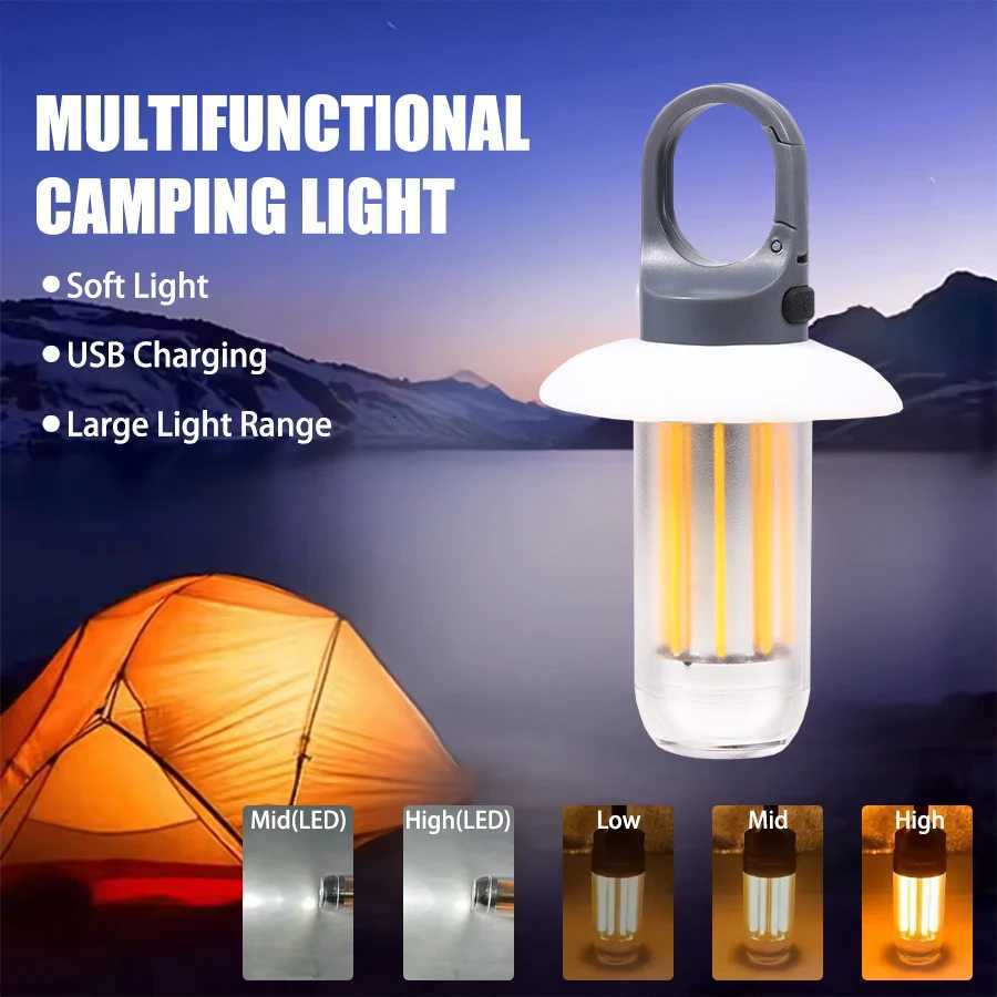 LED Camping Lantern Rechargeable Portable Flashlight Multifunctional Work Light Hanging Tent Lamp for Fishing Hiking Outdoor M251115