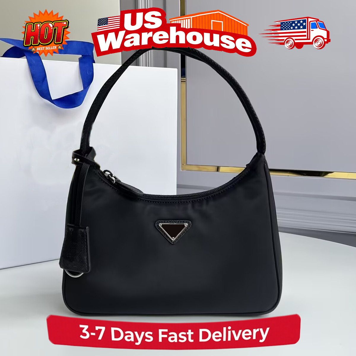 Designer Bag Luxury Bag Shoulder Bag Handbags Purse Moon Bag Re edition Nylon Bag Underarm Bag Black Crossbody Bag Women's hand-held Bag High Quality Women Hobo Bag