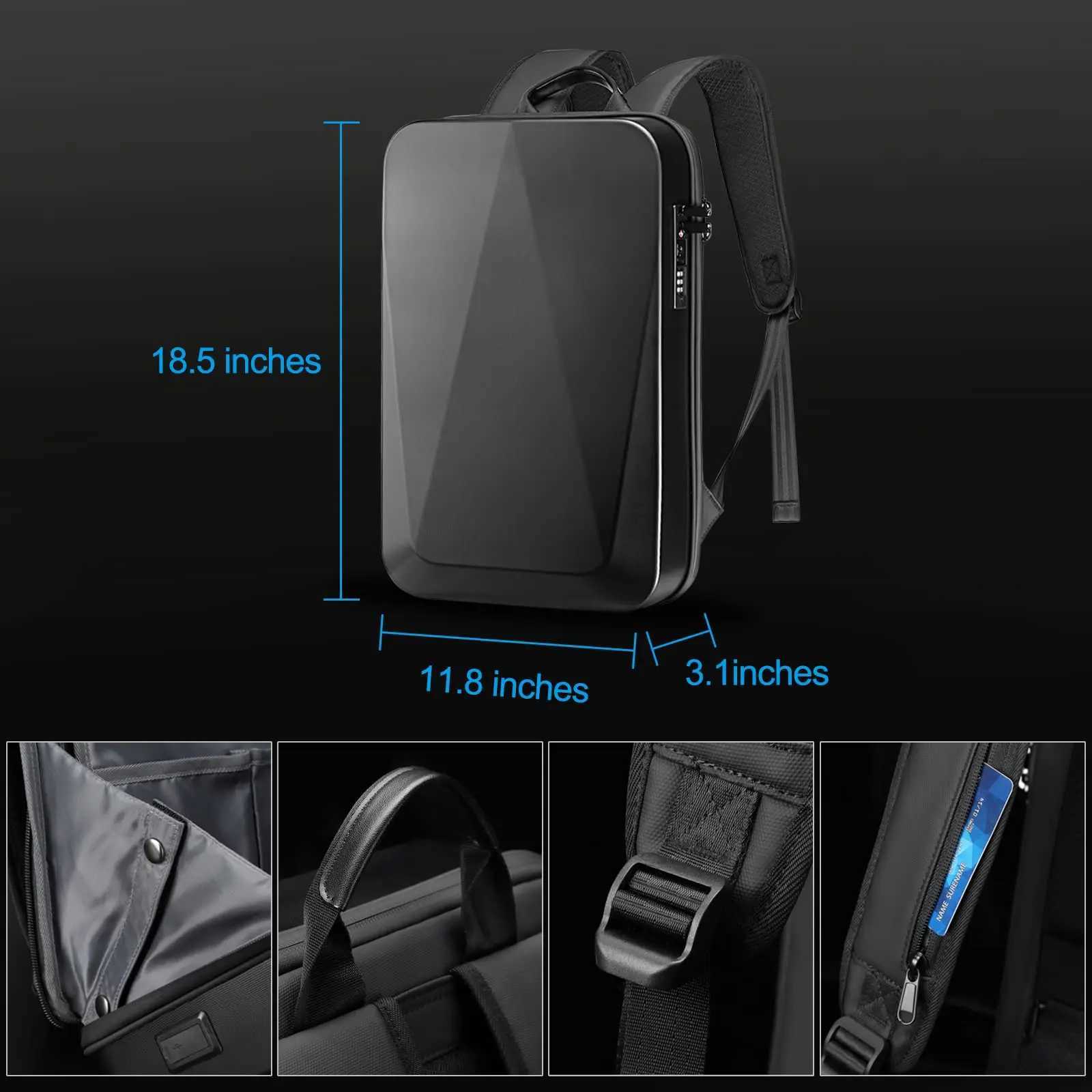 Mens 156 Laptop Hard Shell Backpack Waterproof Anti-theft Expandable TSA Lock Gaming Pack Luxury Business Backpack USB ChargeW251114