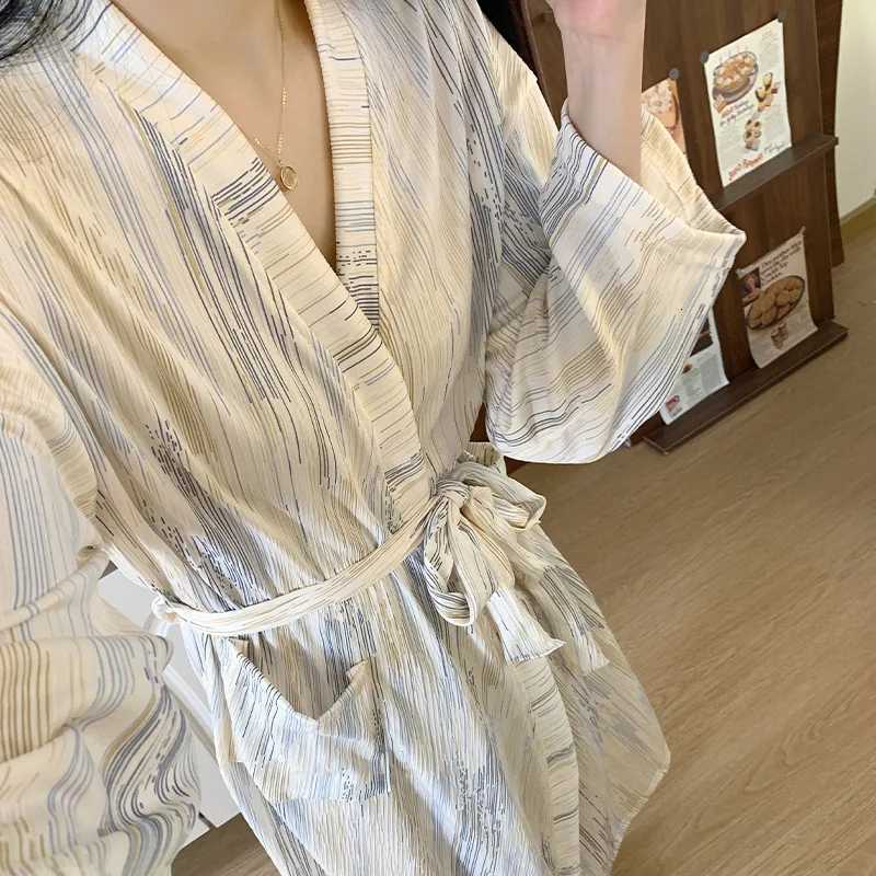 Tie Dye Robe for Women with Belt Summer Sleepwear Nightdress Japanese Pocket Night Wears One Piece Korean Reviews Many Pajama C251115