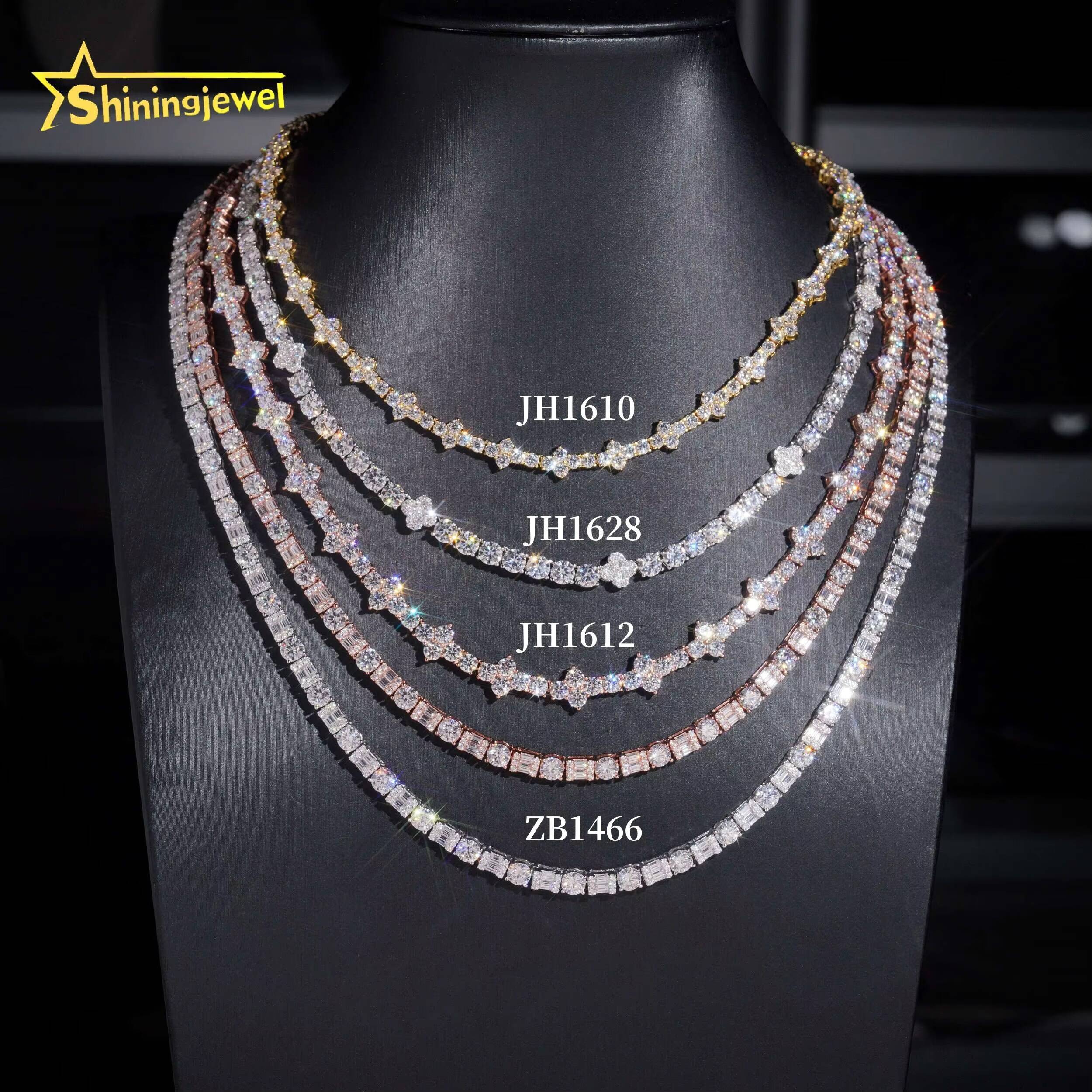 Hip Hop Jewelry Iced Out D VVS Moissanite Tennis Necklace Collection Custom GRA Certificated Moissanite Tennis Chain for Men