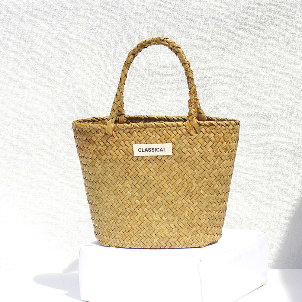 Handmade Beach Bag Straw Handbag, Nylon Hand Vegetable Basket Colorful Decorative Rope, Handmade Woven Bag, Beach Bag Kq2