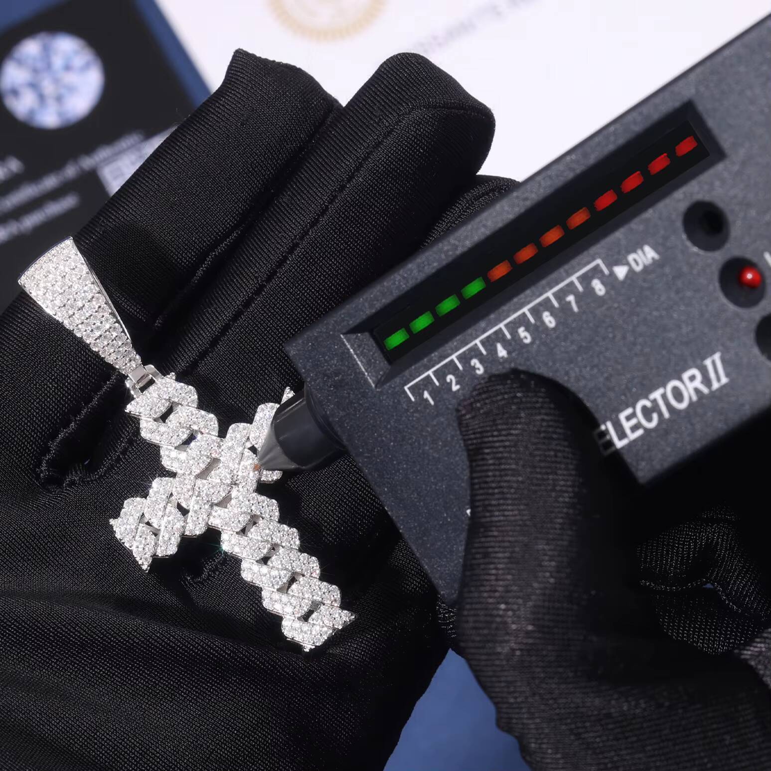 Fine 925 Sterling Silver Paved Diamond 2 Rows Cross Pendant Hip Hop VVS D Moissanite Diamond Pendant Necklace for Unisex