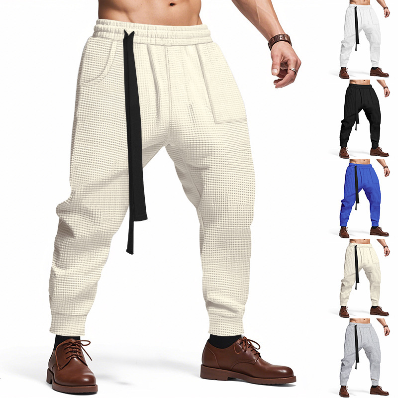 Spring/Summer New American Men's Casual Solid Color Youth Loose Leg Tight Pants