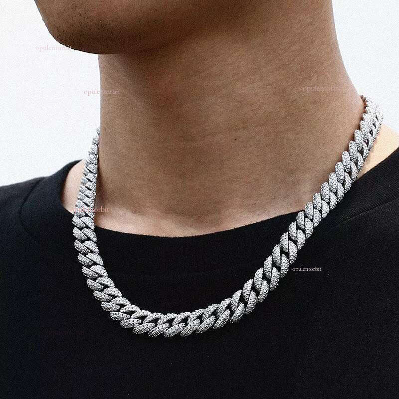 10mm silica full set necklace, pure sier S Cuban chain, best-selg hip-hop style