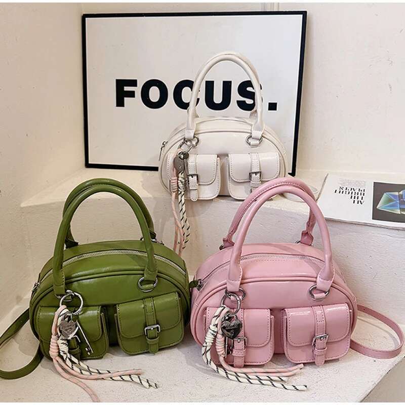 Brand Multi-Pocket Bowg Lady Batik Handbag Leather Buckle Design Shoulder Versatile Crossbody Bag