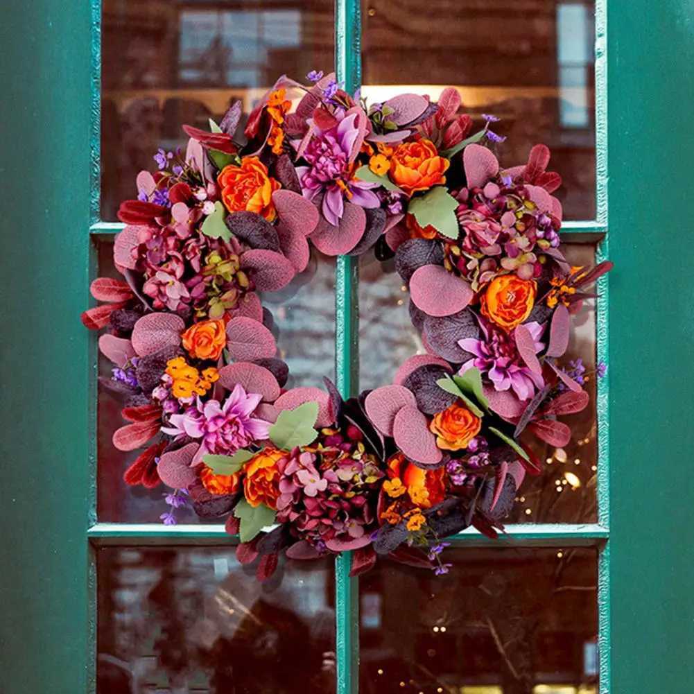 Realistic Autumn Decor Vibrant Fall Wreath with Bow-knot Design for Thanksgiving Front Door Decoration Easy to Hang Autumn for AM251115