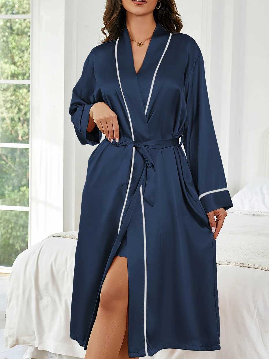 Womens Solid-Tone Minimst Robe Relaxed Fit Evening Ritual Plush Comfort Loungewear C251115