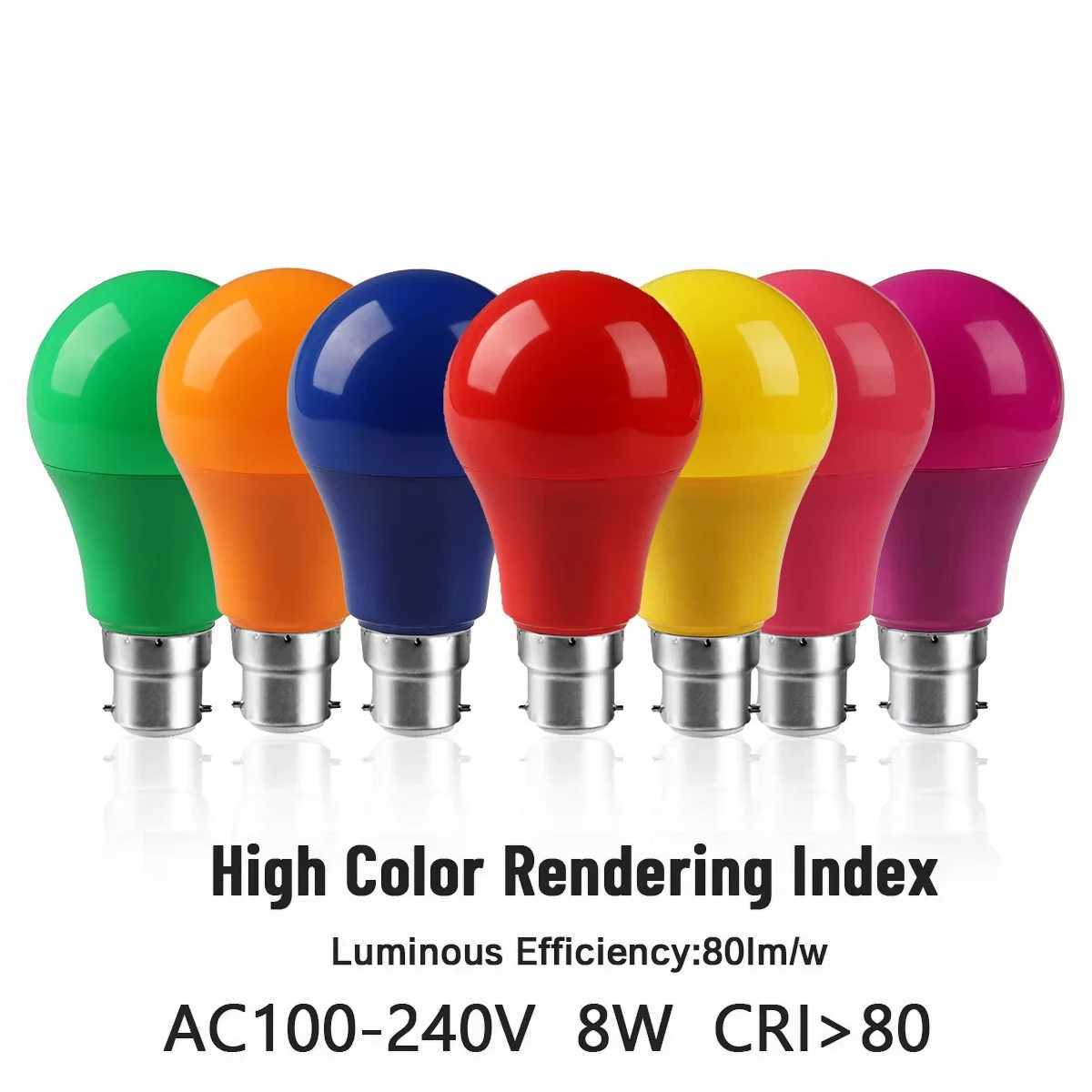2-12pcs Universal plug E27 screw socket lamp holder 8w red yellow blue green pink light night light LED color light bulb C251115