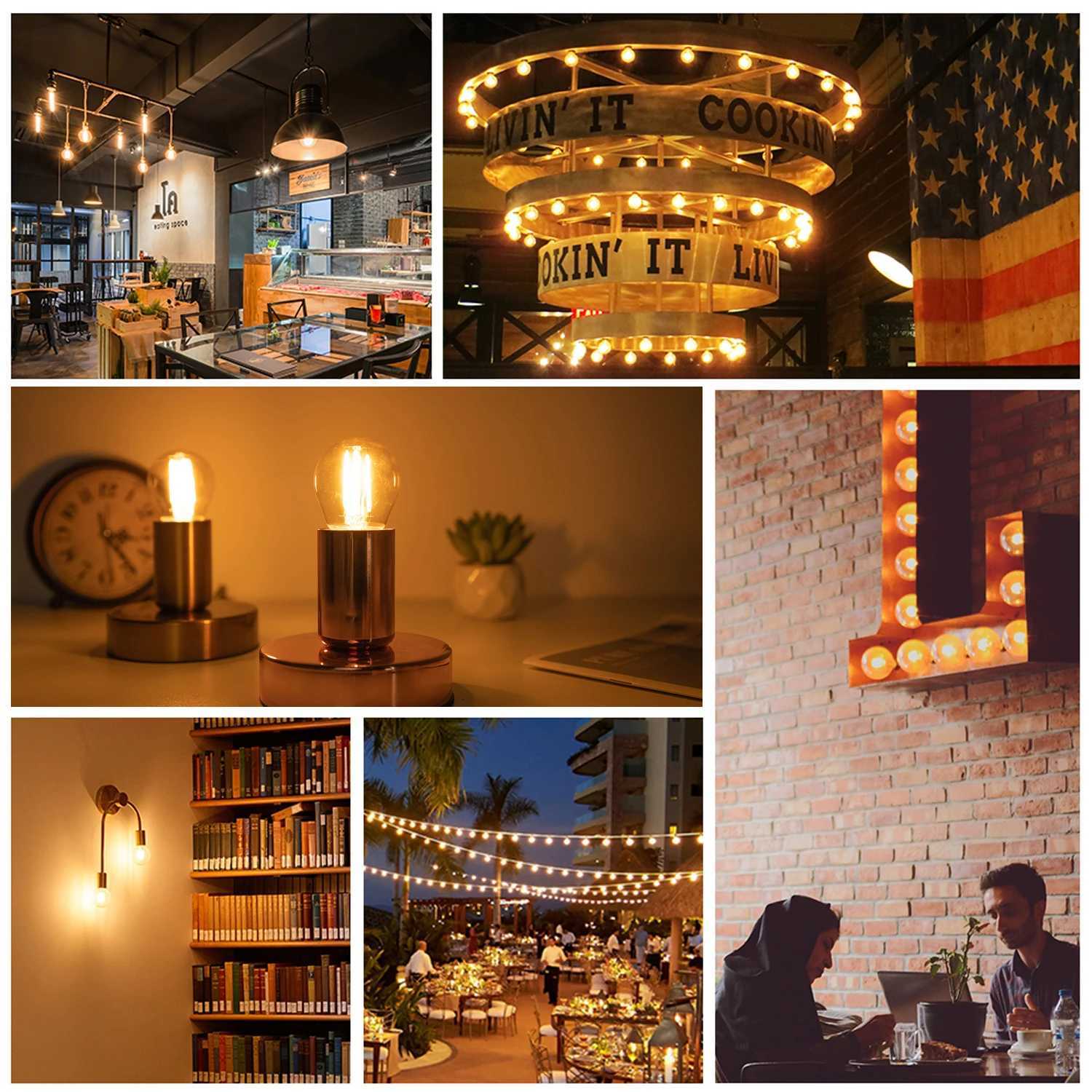 G45 4W Globe Light Bulbs Amber Glass LED Filament E27 Screw Base 220V 2700K 40W Equivalent Retro Decorative Dimmable Edison Bulb C251115