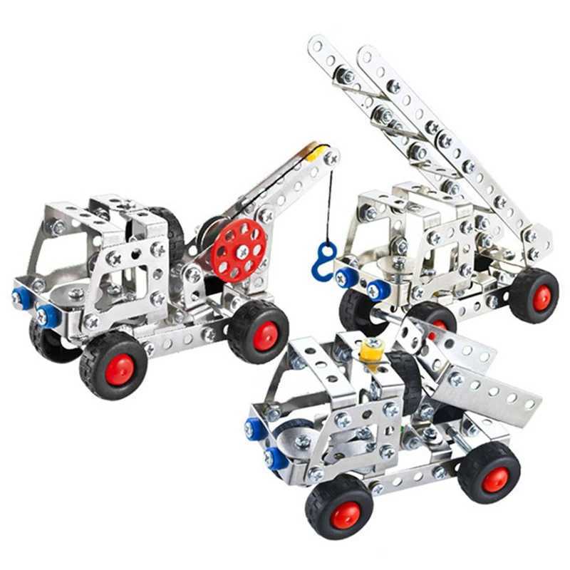 Metal assembly engineering vehicles simulated screws and nuts DIY alloy building blocks car models childrens educational toys W250415