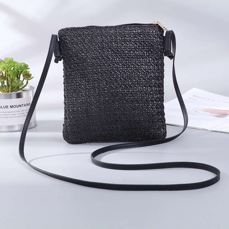 Handmade Beach Bag 2022 Summer New Hanins Fashion Mini Phone Diagonal Straddle Solid Color Grass Woven Women's Bag Kq2