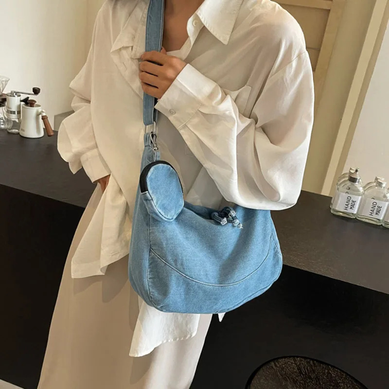 Womens Retro Cowboy Cloth Bag Casual Communicating Shoulder Bag Large Capacity Cross Bag Adjustable Shoulder Strap 250410