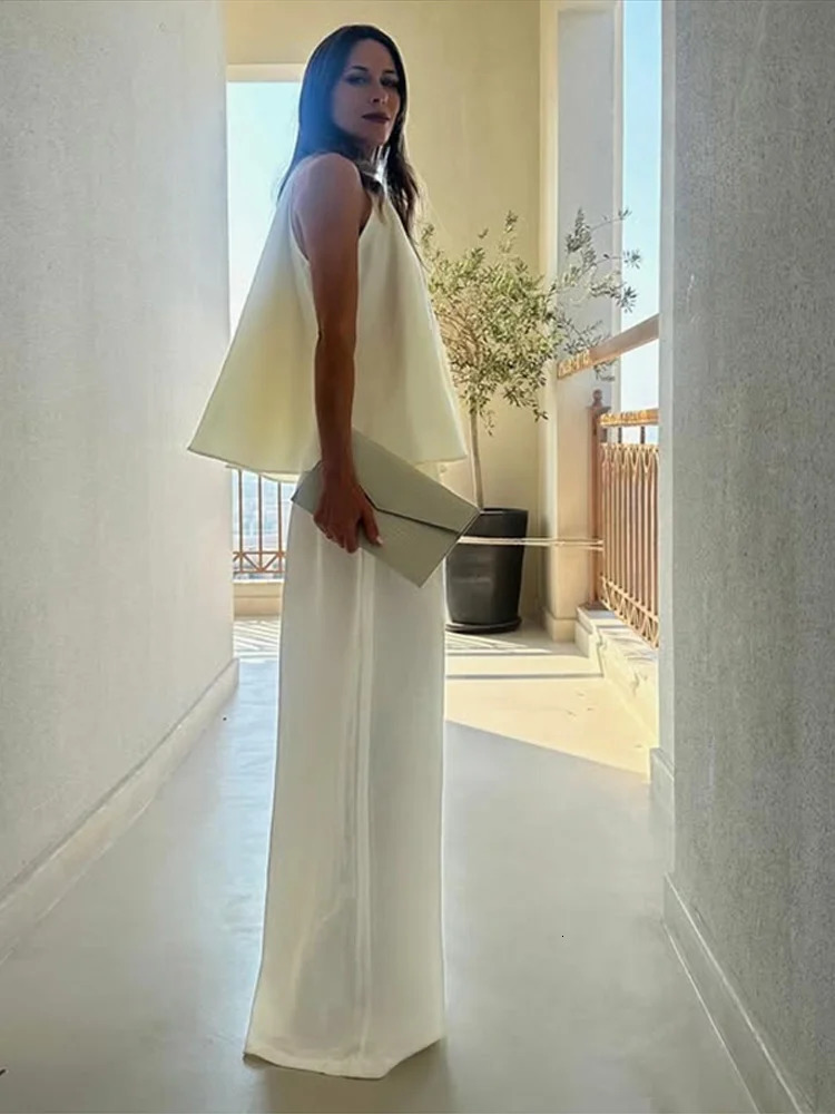 Elegant vest top pants set womens strapless sleeveless waistband vest loose Trouser set womens 2-piece spring fashion set 250415