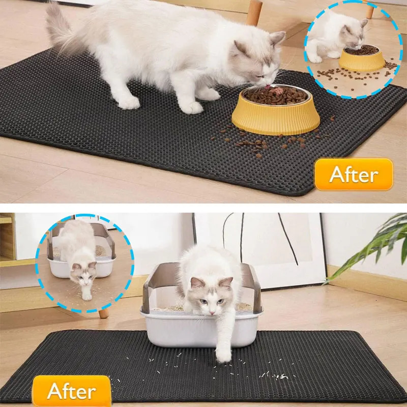 Pet Cat Litter Mat Waterproof Double Layer Cat Litter Trapping Pet Litter Box Mat Clean Pad Products For Cats Accessories 250414