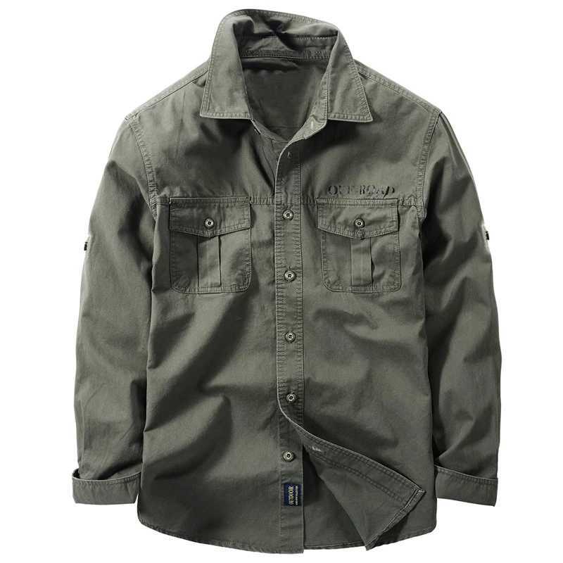 Mens Spring Multiple Military Tactical Shirt Ma Autumn Breathable Shirt Long Seven Work Camisa Cargo Shirt W250415