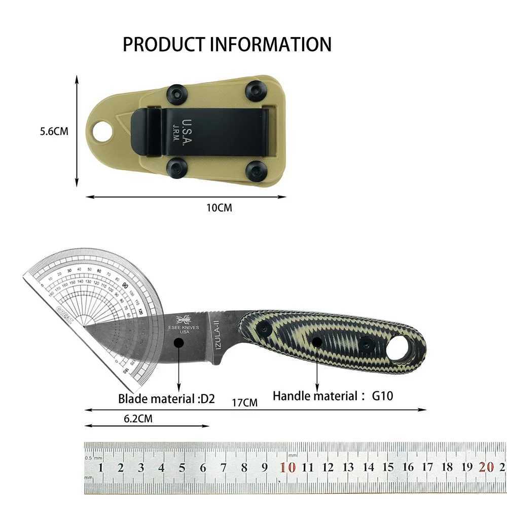 ESEE Izula Outdoor Multi purpose Fixed Blade Jungle Knife - D2 Steel Blade G10 Handheld Hunting Camping Survival ToolXJ250415