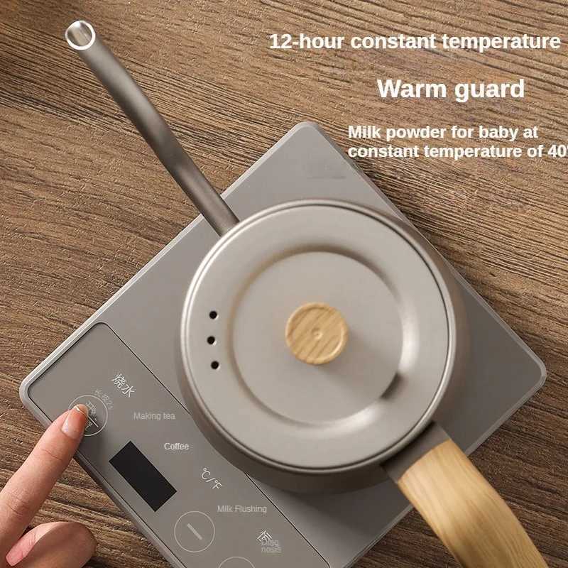 220V Gooseneck Electric Coffee Kettle Hand Brew Coffee Pot 1000W Slender Mouth Pot Temperature Control Water Jug Teapot Y251114