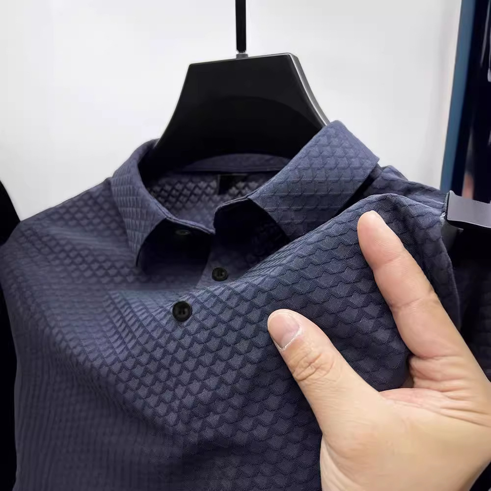 Fast selling summer mens polo shirt high-end new quick drying ice silk shirt collar polo shirt