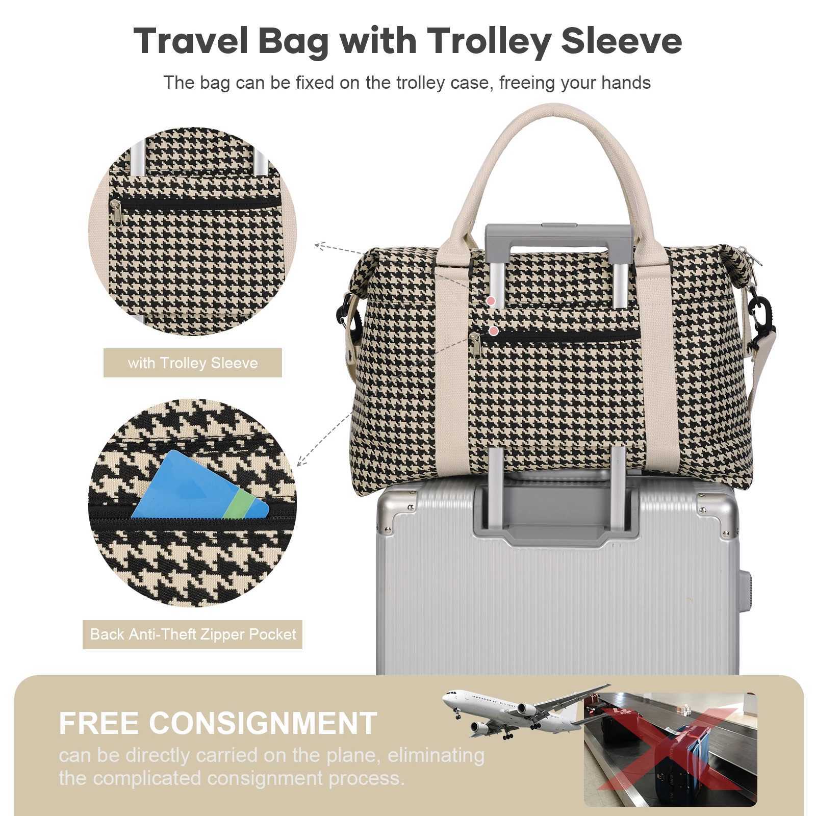 Travel BagWaterproof Duffel Gym Tote Bag with Crossbody BagWeekender Carry On Overnight Bags for Women Duffel Hospital BagW251115