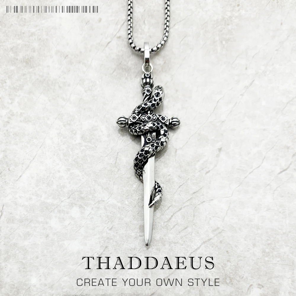 Sword pendant chain necklace summer exquisite jewelry European 925 sterling silver vintage womens gift 250409