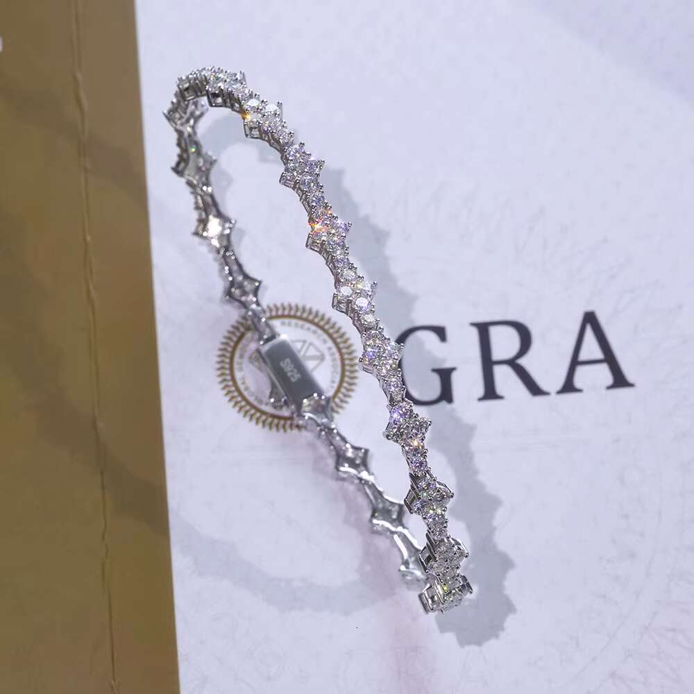 NUOYA Hiphop Jewelry Pure Sier Silica Women's Necklace Iced VVS wer shaped Tennis Chain