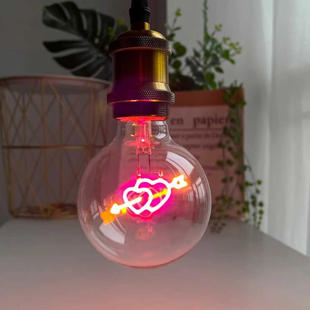 TIANFAN Vintage Edison Led Bulb Big Globe G95 Heart Cupids Arrow 3W Dimmable 110V 220V E26 E27 Specialty Decorative Light Bulb C251115