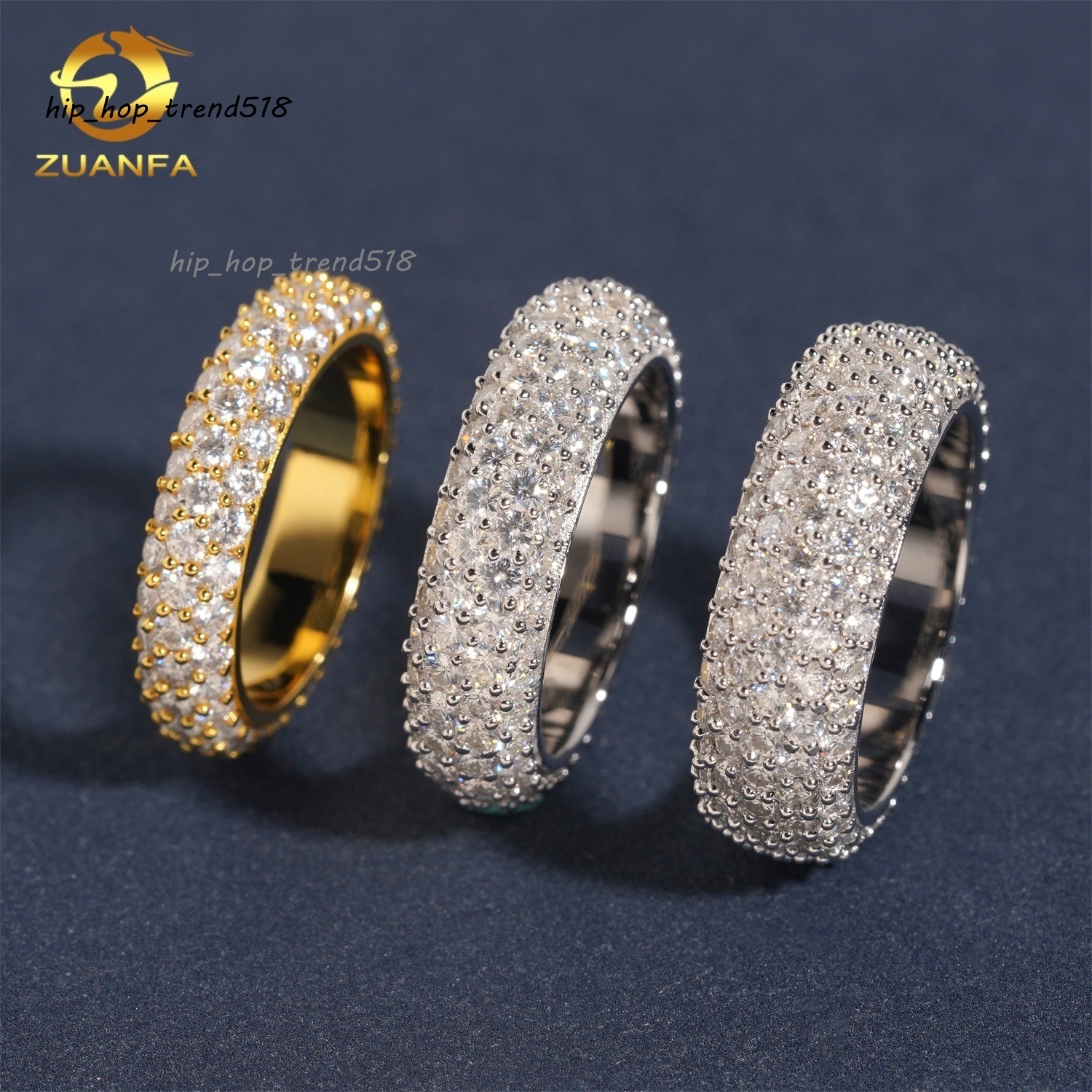 Popular Gemstone Jewelry Wholesale Price Iced Out 925 Silver Eternity Band Men Moissanite Hip Hop Ring