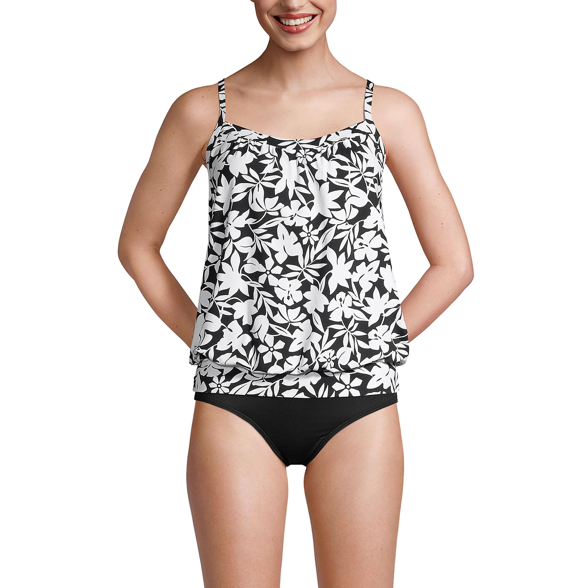 Two-piece Swimsuit for Women Flower Print Design Conservative Swimsuit Look Slimmer Adjustable Sling