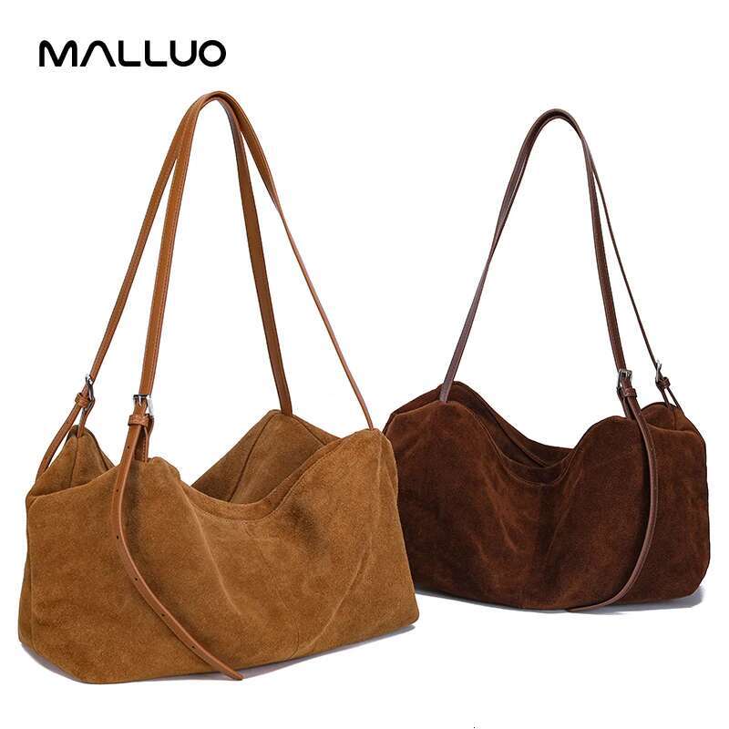 Women's Suede Genuine Leather Shoulder Bags Ladies Soft Cowhide Crossbody Bag Female Design and Lazy Commuting Handbag