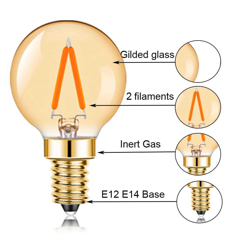 G40 Light bulb Led E14 Globe 110V 220V 1W Ampoules Vintage Pendant Chandelier Warm White Filament Lamp Decoration For Bedroom C251115