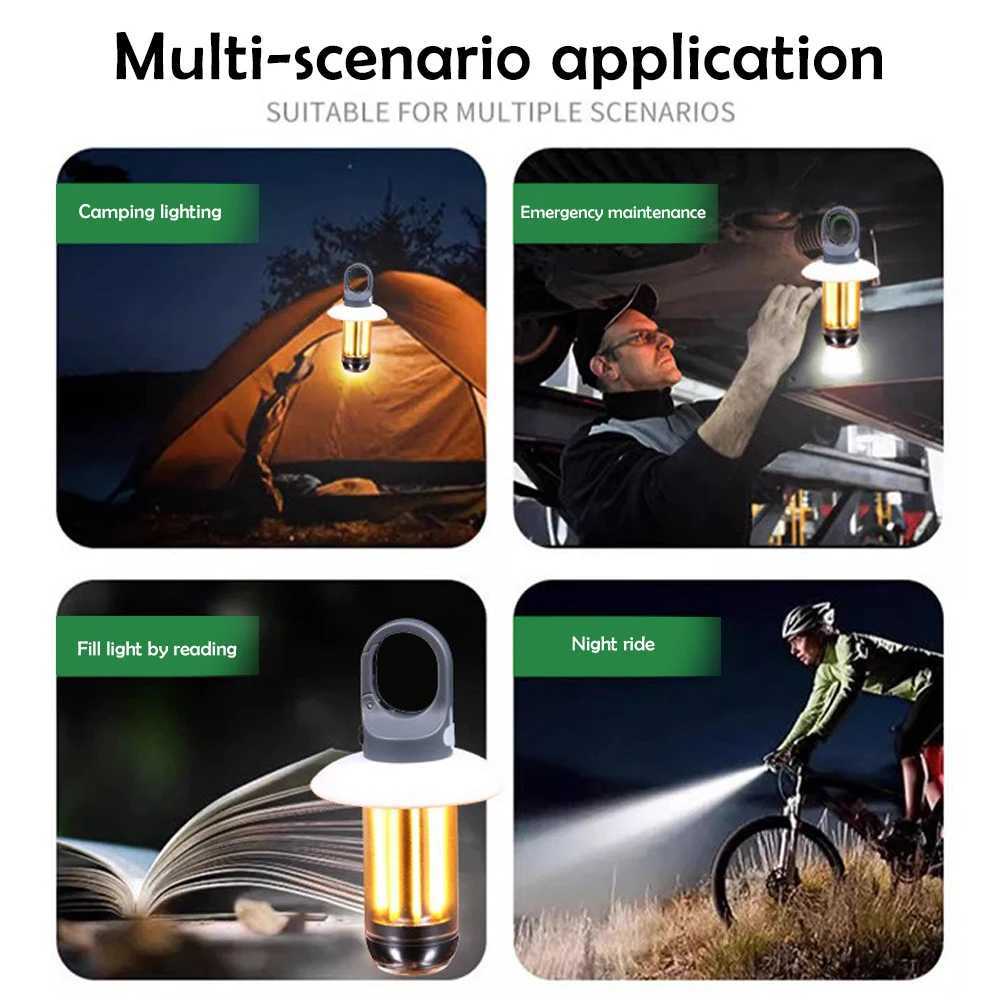 LED Rechargeable Flashlight Camping Lantern 5 Modes Super Bright Portable Hanging Tent Lamp Waterproof Hiking Fishing Outdoor M251201