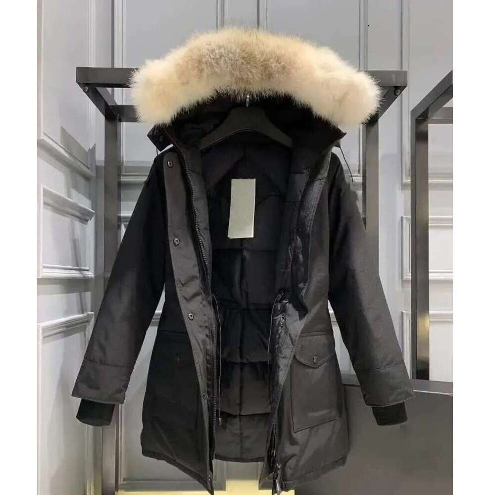 Designer Womens Down Jacket Fashion Brand canada Long Coat Pocket Fur Collar Thermal Top Female women goosecoat autumn and winter Large Clothing Coats SIZE XS-2XL