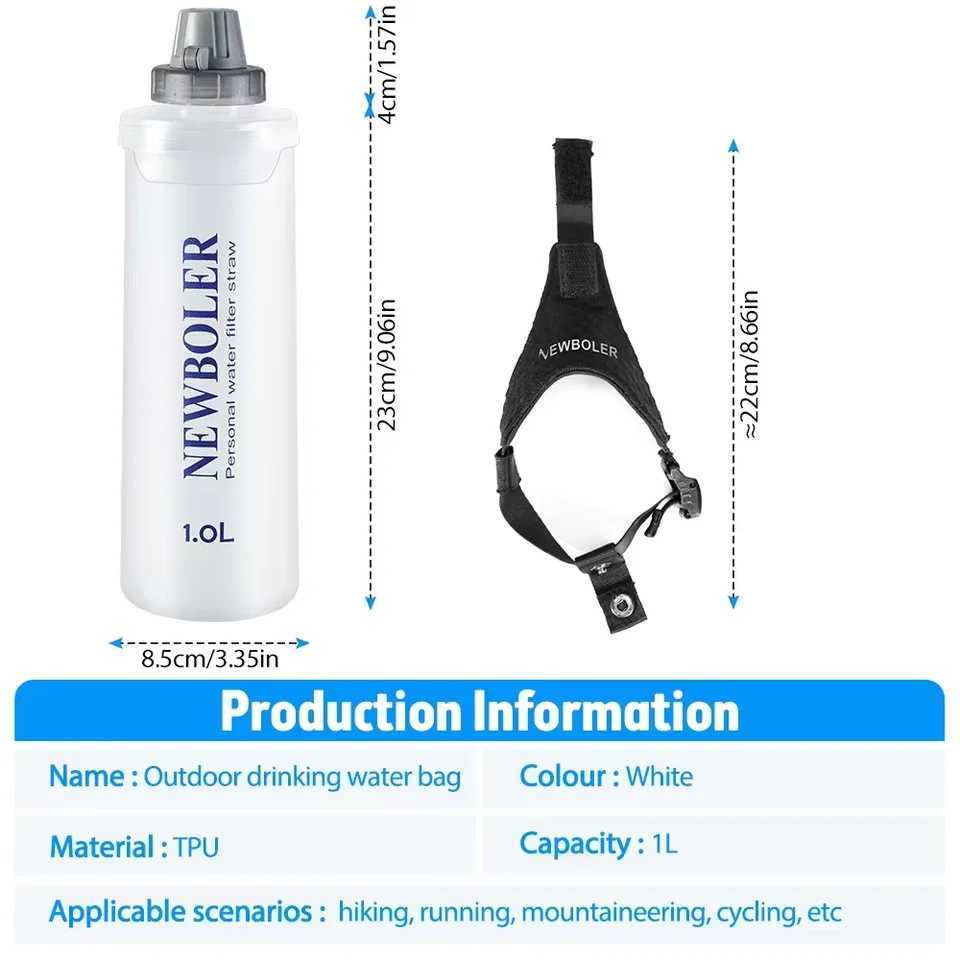 NEWBOLER 1L Sports Hand-held Water Bottle Marathon Hydration Tool Outdoor Soft Water Bottle Portable Climbing Wrist Water BottleW251114