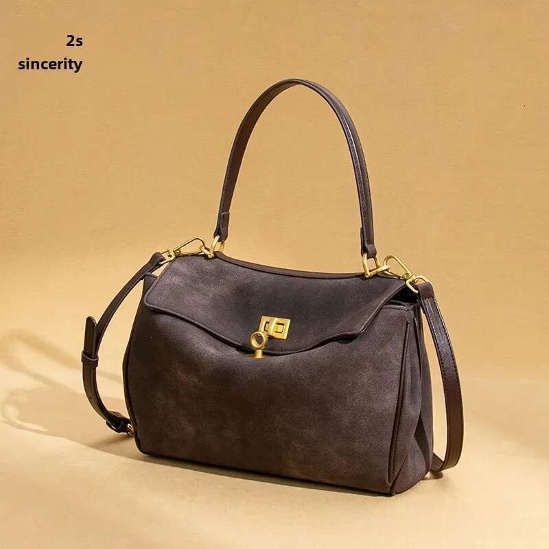 Nicheversatile Women's Trendy Motorcycle New Frosted High-End Feel Chamois Leather Handbag Unique Shoulder Crossbody Bag