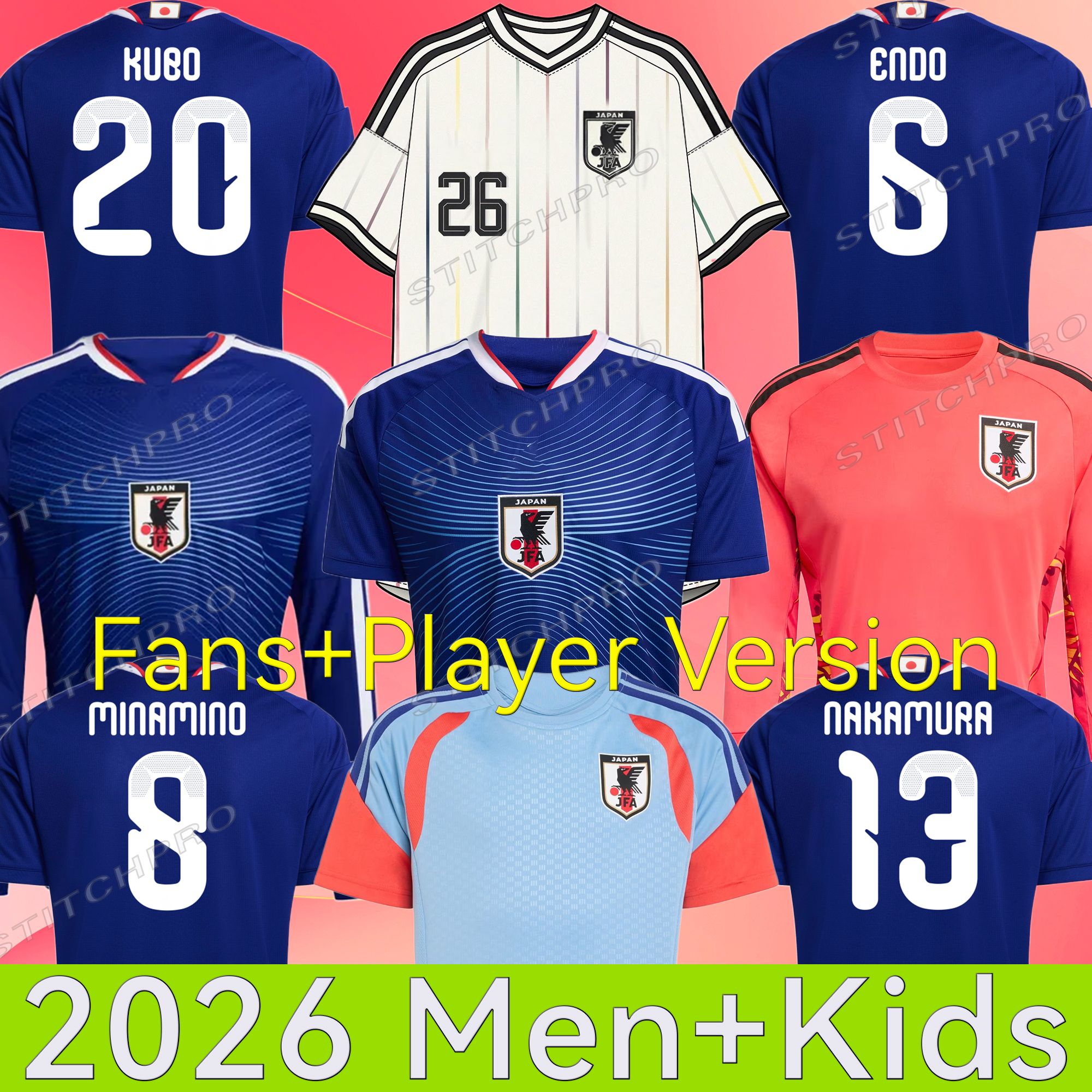2025 2026 JaPaN Soccer Jerseys fans Player version Long sleeve 25 26 Kami cartoon YEARS AYASE K.NAKAMURA MINAMINO OGAWA KAMADA TANAKA SOMA Kids kits football shirt