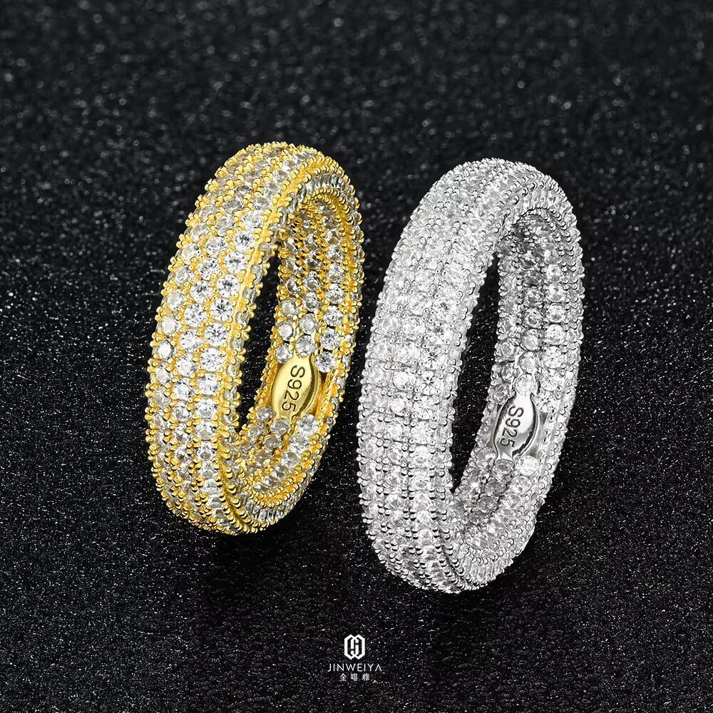 High-quality Wedding and Engagement Hip-hop Jewelry Zircon 925 Sterling Silver Rings Couple Rings for Men and Women